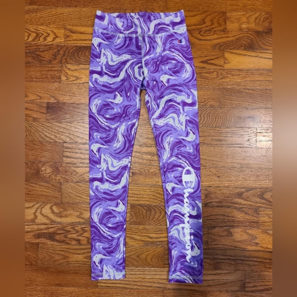 Champion Purple Swirl Kids Active Leggings Size 8